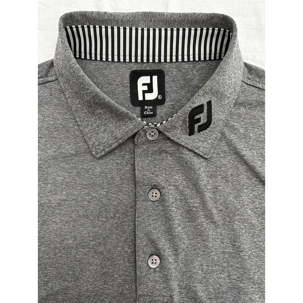FootJoy FJ Men's XL Logo Performance Golf Shirt Stretchy Heather Grey